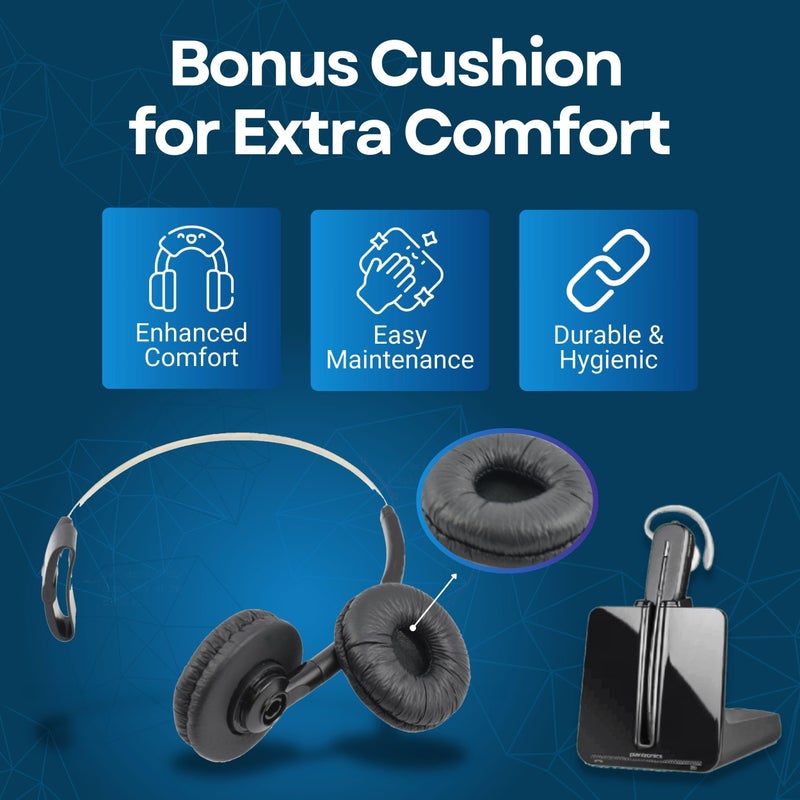 WirelessFinest سماعة رأس قياسية من بلانترونيكس 84605 + وسادة إضافية بديلة لسماعة رأس فوق الرأس لسافي CS540 W740 W745 W440 W740-M C054 CS540XD 8240 8245 W445 - Image 4